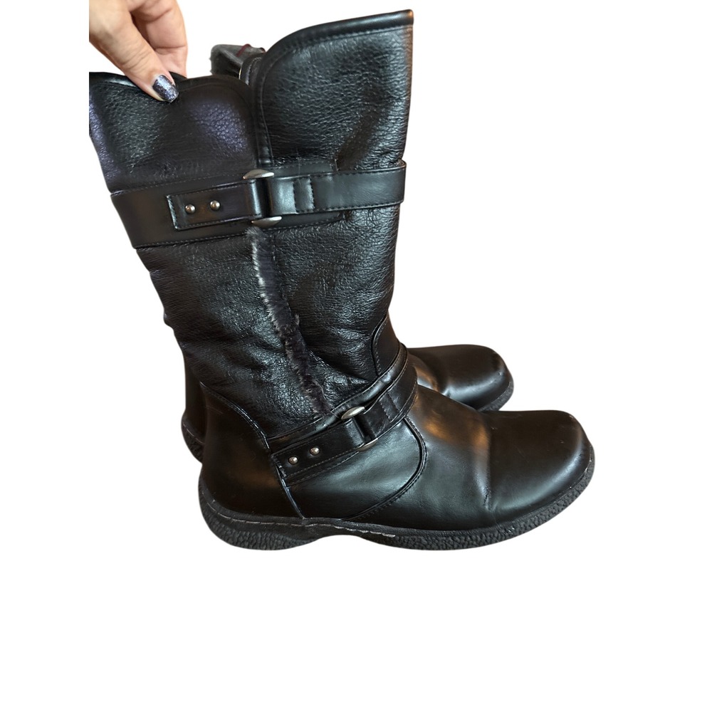 Wanderlust Gabi 2 Winter Boots Womens 10WW Black Faux Fur Lined Moto